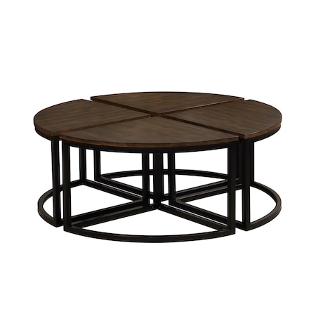 Alaterre Furniture Arcadia Acacia Wood Round Wedge Tables, Antiqued Mocha, PK4 ANAR1275B